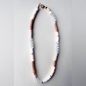Brown and White Beaded Necklace